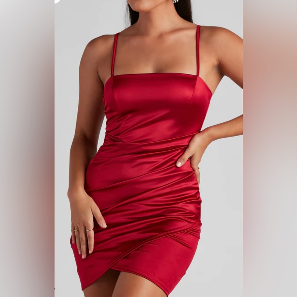 WINDSOR Wrapped In Stylish Satin Mini Dress
